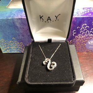 Sterling Silver & Diamond Open Heart Necklace